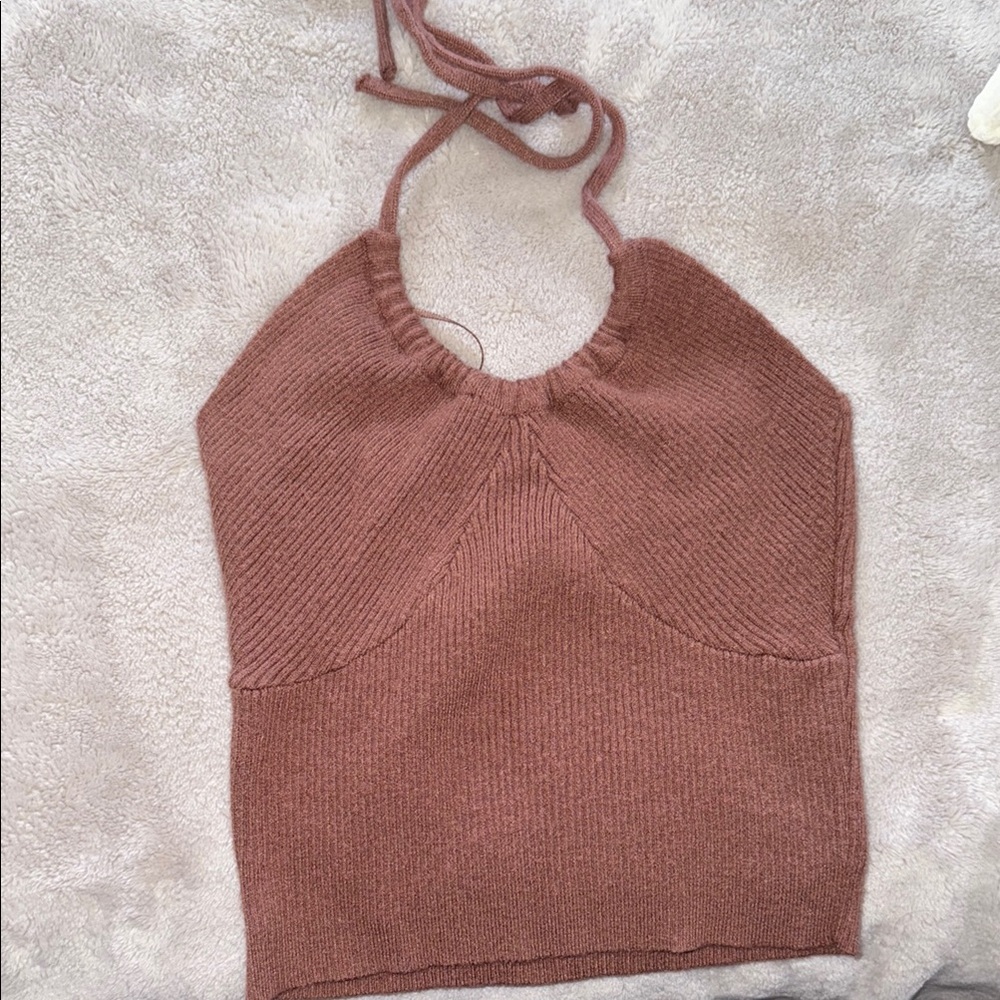 Tilly's Pink Ribbed Halter Tank Top